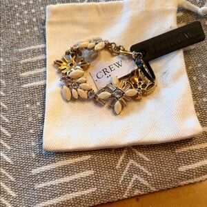 J. Crew Gold and White Floral Bracelet
